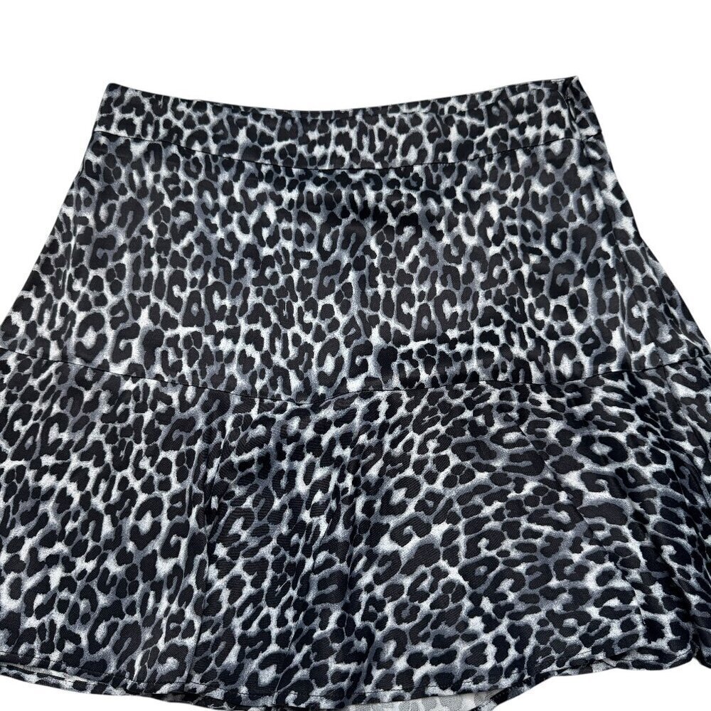 Zara Leopard Print Mini Skort Black/Navy Sz S NWT - Picture 3 of 10